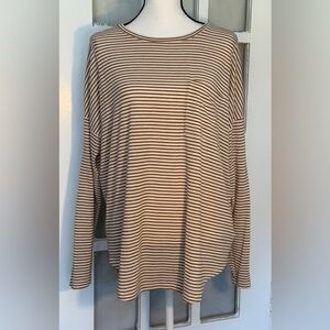 Old Navy Brown and Cream Striped Top